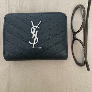 YSL Black Grain de Poudre Embossed Leather